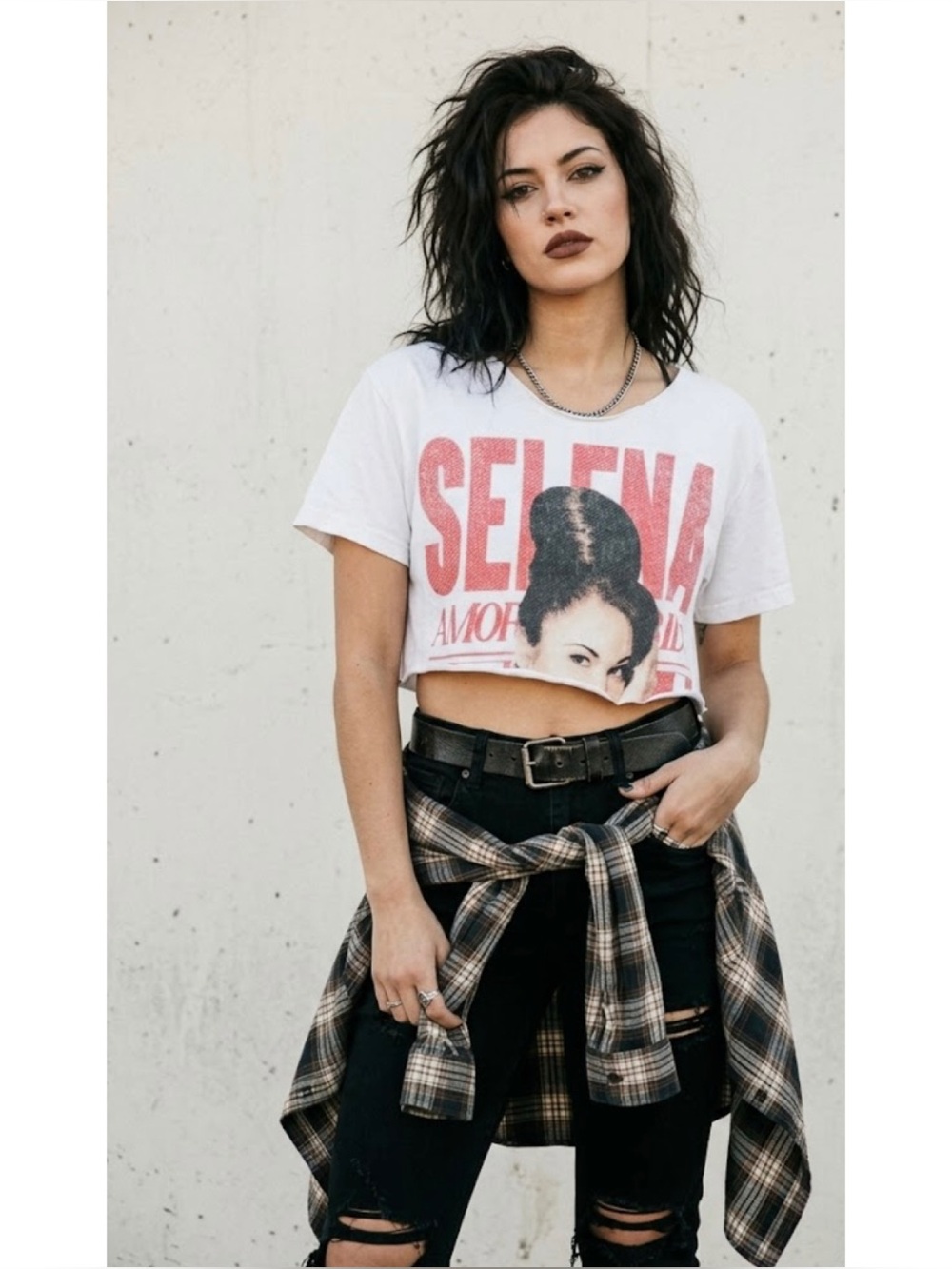Selena Amor Prohibido Tour 1994 DIY Cropped Short Sleeve Tee 100% Cotton